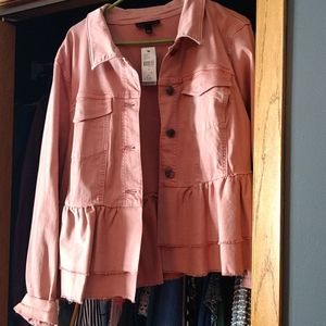 Ruffle bottom jean jacket